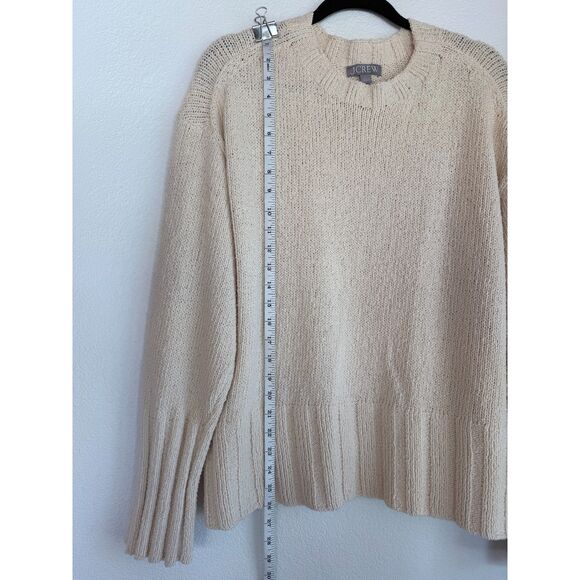 NWOT J.Crew Women's Marina Sweater in Textured Cotton Blend in Warm Sesame Sz L - Picture 11 of 13